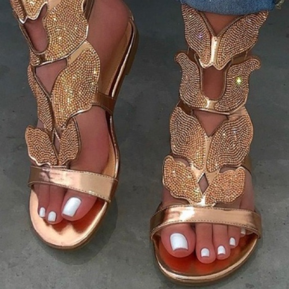 Rose Gold Butterfly Sandals